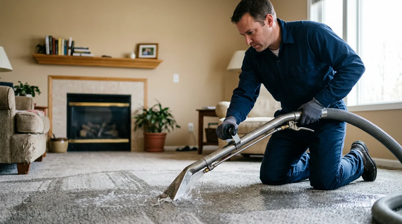 Water damage restoration technician working near Harrisonville, NJ